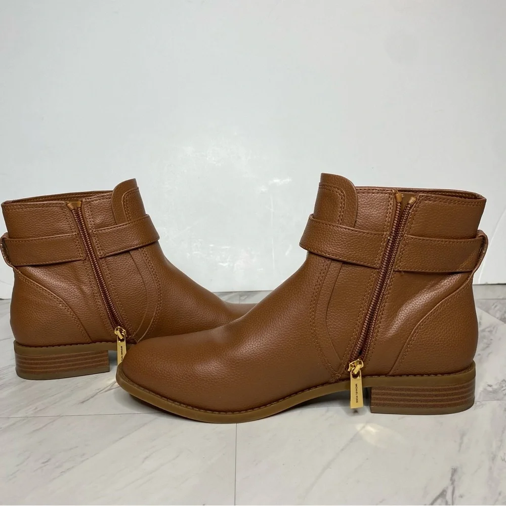 Michael Kors Jilly Brown Pebbled Faux Leather Bootie 9 1/2 M